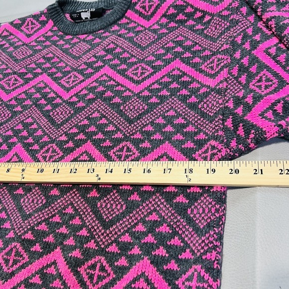 VTG Aspen Lid Sweater Men M Pink Sweater USA funky tribal Wool Southwestern-3597 - Picture 5 of 10